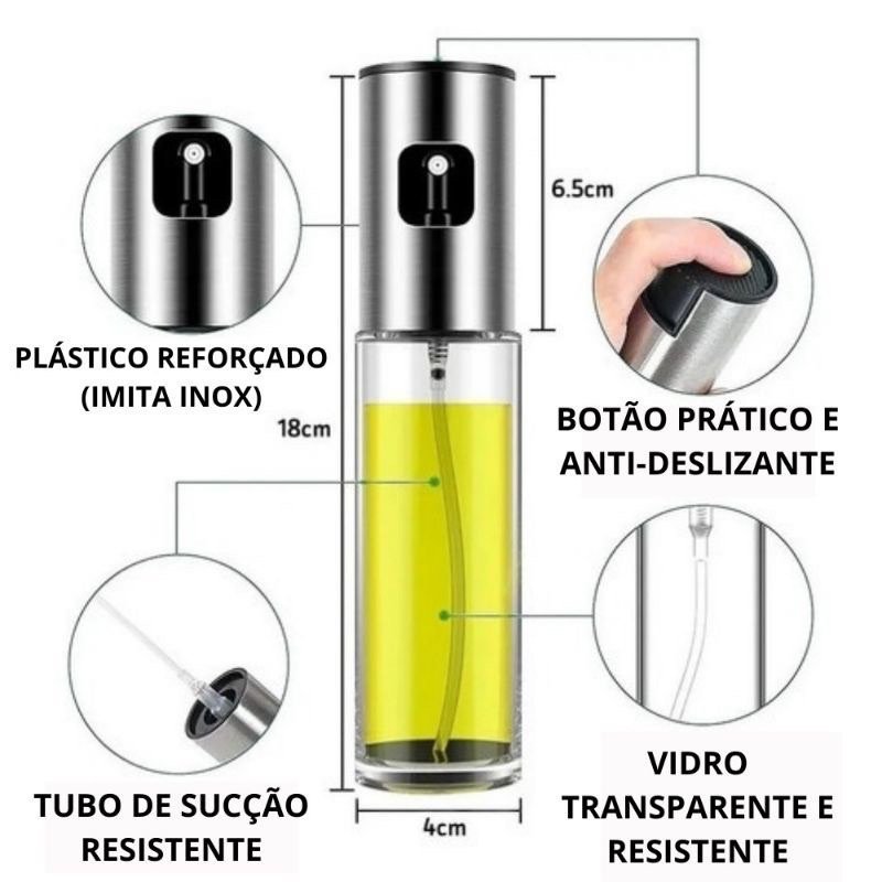 Spray Porta Azeite e Vinagre 100 ML Vidro Cor Aleatória - 3