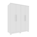 Ver imagem 2 de Guarda Roupa Solteiro com Pés 4 Portas 2 Gavetas 133cm Amsterdam Branco/Neve