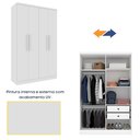 Ver mais imagens de Guarda Roupa Solteiro com Pés 4 Portas 2 Gavetas 133cm Amsterdam Branco/Neve