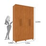 Guarda Roupa Solteiro com pés 4 Portas 2 Gavetas 133cm Amsterdam   - 9