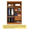 Guarda Roupa Solteiro com pés 4 Portas 2 Gavetas 133cm Amsterdam   - 2