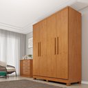 Ver imagem 1 de Guarda Roupa Solteiro com Pés 4 Portas 2 Gavetas 133cm Amsterdam Bege/Cinamomo