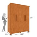 Ver imagem 3 de Guarda Roupa Solteiro com Pés 4 Portas 2 Gavetas 133cm Amsterdam Bege/Cinamomo