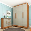 Ver imagem 1 de Guarda Roupa Solteiro com pés 4 Portas 2 Gavetas 133cm Amsterdam