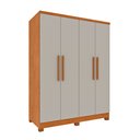 Ver imagem 2 de Guarda Roupa Solteiro com Pés 4 Portas 2 Gavetas 133cm Amsterdam Bege/Cinamomo/Off White