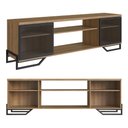 Ver imagem 3 de Conjunto Rack com 2 Portas Nicho e 2 Estantes Industrial Cor:preto com Mel