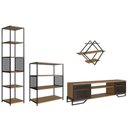 Ver imagem 2 de Conjunto Rack com 2 Portas Nicho e 2 Estantes Industrial Cor:preto com Mel