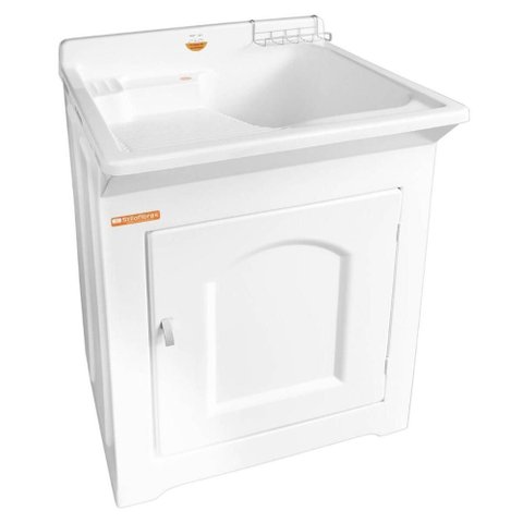 Gabinete Tanque de Lavar Roupas 40l Stilofibra Lavanderia Tanquinho Área de Serviço Branco