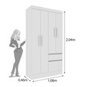 Ver imagem 3 de Guarda Roupa Infantil 4 Portas 2 Gavetas 108cm Oregon  