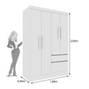 Ver imagem 4 de Guarda Roupa Infantil 4 Portas 2 Gavetas 108cm Oregon