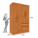 Ver imagem 4 de Guarda Roupa Infantil 4 Portas 2 Gavetas 108cm Oregon