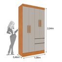Ver imagem 6 de Guarda Roupa Infantil 4 Portas 2 Gavetas 108cm Oregon  