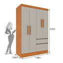 Ver imagem 4 de Guarda Roupa Infantil 4 Portas 2 Gavetas 108cm Oregon