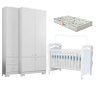 Berço Americano New Nanda e Guarda Roupa Infantil B22052 Branco Brilho com Colchão da Gazin - Arapla - 1