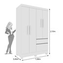 Ver imagem 4 de Guarda Roupa Infantil 4 Portas 2 Gavetas com Pés 108cm Oregon