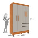 Ver imagem 4 de Guarda Roupa Infantil 4 Portas 2 Gavetas com Pés 108cm Oregon