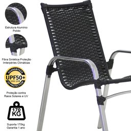 Jogo de Cadeira Emily em Alumínio para Varanda Piscina Decoração Trama Original - 6