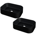Ver imagem 1 de Kit 02 Cubas de Apoio Retangular para Banheiro Lavabo C01 Br37w Preto Matte Fosca - Lyam