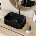 Ver imagem 2 de Kit 02 Cubas de Apoio Retangular para Banheiro Lavabo C01 Br37w Preto Matte Fosca - Lyam