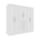 Ver imagem 2 de Guarda Roupa Casal 6 Portas 4 Gavetas 180cm Arizona Branco/Neve