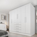 Ver imagem 1 de Guarda Roupa Casal 6 Portas 4 Gavetas 180cm Arizona Branco/Neve