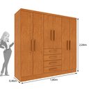 Ver imagem 3 de Guarda Roupa Casal 6 Portas 4 Gavetas 180cm Arizona Bege/Cinamomo