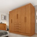 Ver imagem 1 de Guarda Roupa Casal 6 Portas 4 Gavetas 180cm Arizona Bege/Cinamomo