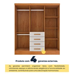 Guarda Roupa Casal 6 Portas 4 Gavetas 180cm Arizona   - 4