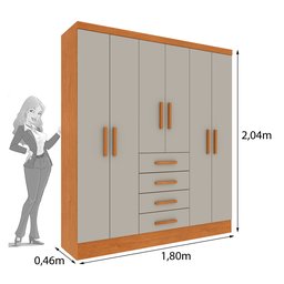 Guarda Roupa Casal 6 Portas 4 Gavetas 180cm Arizona   - 9