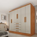 Ver imagem 1 de Guarda Roupa Casal 6 Portas 4 Gavetas 180cm Arizona Bege/Cinamomo/Off White