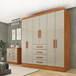 Guarda Roupa Casal 6 Portas 4 Gavetas 180cm Arizona   - 1