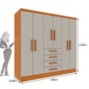 Ver imagem 3 de Guarda Roupa Casal 6 Portas 4 Gavetas 180cm Arizona Bege/Cinamomo/Off White