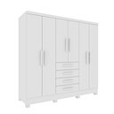 Ver imagem 2 de Guarda Roupa Casal com Pés 6 Portas 4 Gavetas 180cm Arizona Branco/Neve