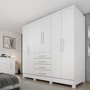 Ver imagem 1 de Guarda Roupa Casal com Pés 6 Portas 4 Gavetas 180cm Arizona Branco/Neve