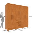 Ver imagem 3 de Guarda Roupa Casal com Pés 6 Portas 4 Gavetas 180cm Arizona Bege/Cinamomo