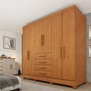 Ver imagem 1 de Guarda Roupa Casal com Pés 6 Portas 4 Gavetas 180cm Arizona Bege/Cinamomo