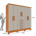 Ver imagem 3 de Guarda Roupa Casal com Pés 6 Portas 4 Gavetas 180cm Arizona Bege/Cinamomo/Off White