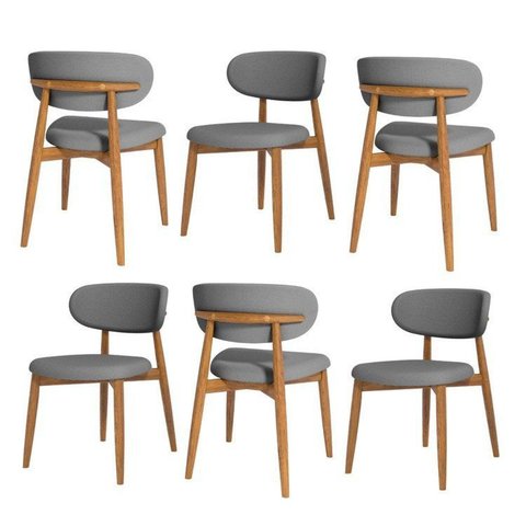 Kit 6 Cadeiras Mariana Estofadas para Sala de Jantar com Design Curvo Yescasa