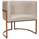 Ver imagem 1 de Poltrona Decorativa Recepção Luna Suede Cores Base de Ferro Bronze - Bege, Suede