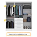 Ver imagem 6 de Guarda Roupa Casal com Espelho e Pés 6 Portas 4 Gavetas 180cm Arizona Branco/Neve
