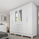 Ver imagem 1 de Guarda Roupa Casal com Espelho e Pés 6 Portas 4 Gavetas 180cm Arizona Branco/Neve