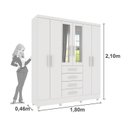 Ver imagem 4 de Guarda Roupa Casal com Espelho e Pés 6 Portas 4 Gavetas 180cm Arizona Branco/Neve