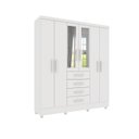 Ver imagem 3 de Guarda Roupa Casal com Espelho e Pés 6 Portas 4 Gavetas 180cm Arizona Branco/Neve