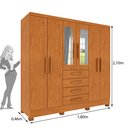 Ver imagem 3 de Guarda Roupa Casal com Espelho e Pés 6 Portas 4 Gavetas 180cm Arizona Bege/Cinamomo