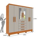 Ver imagem 4 de Guarda Roupa Casal com Espelho e Pés 6 Portas 4 Gavetas 180cm Arizona Bege/Cinamomo/Off White