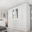 Ver imagem 1 de Guarda Roupa Casal com Espelho 6 Portas 4 Gavetas 180cm Arizona Branco/Neve