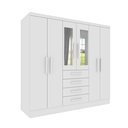 Ver imagem 3 de Guarda Roupa Casal com Espelho 6 Portas 4 Gavetas 180cm Arizona Branco/Neve