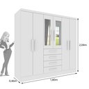 Ver imagem 4 de Guarda Roupa Casal com Espelho 6 Portas 4 Gavetas 180cm Arizona Branco/Neve
