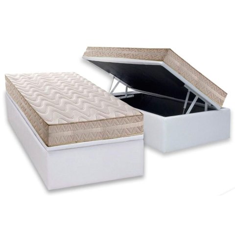 Conjunto Box Baú Solteiro: Colchão Espuma Paropas D28 / Master Ag80 Clean Double Face 17 + Base