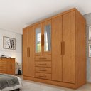 Ver imagem 1 de Guarda Roupa Casal com Espelho 6 Portas 4 Gavetas 180cm Arizona Bege/Cinamomo